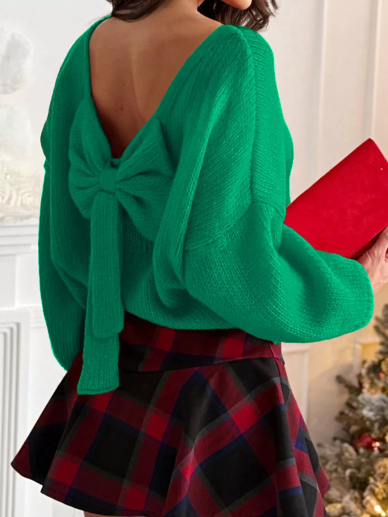 Back Bowknot Long Sleeve Sweater - Hot Hits
