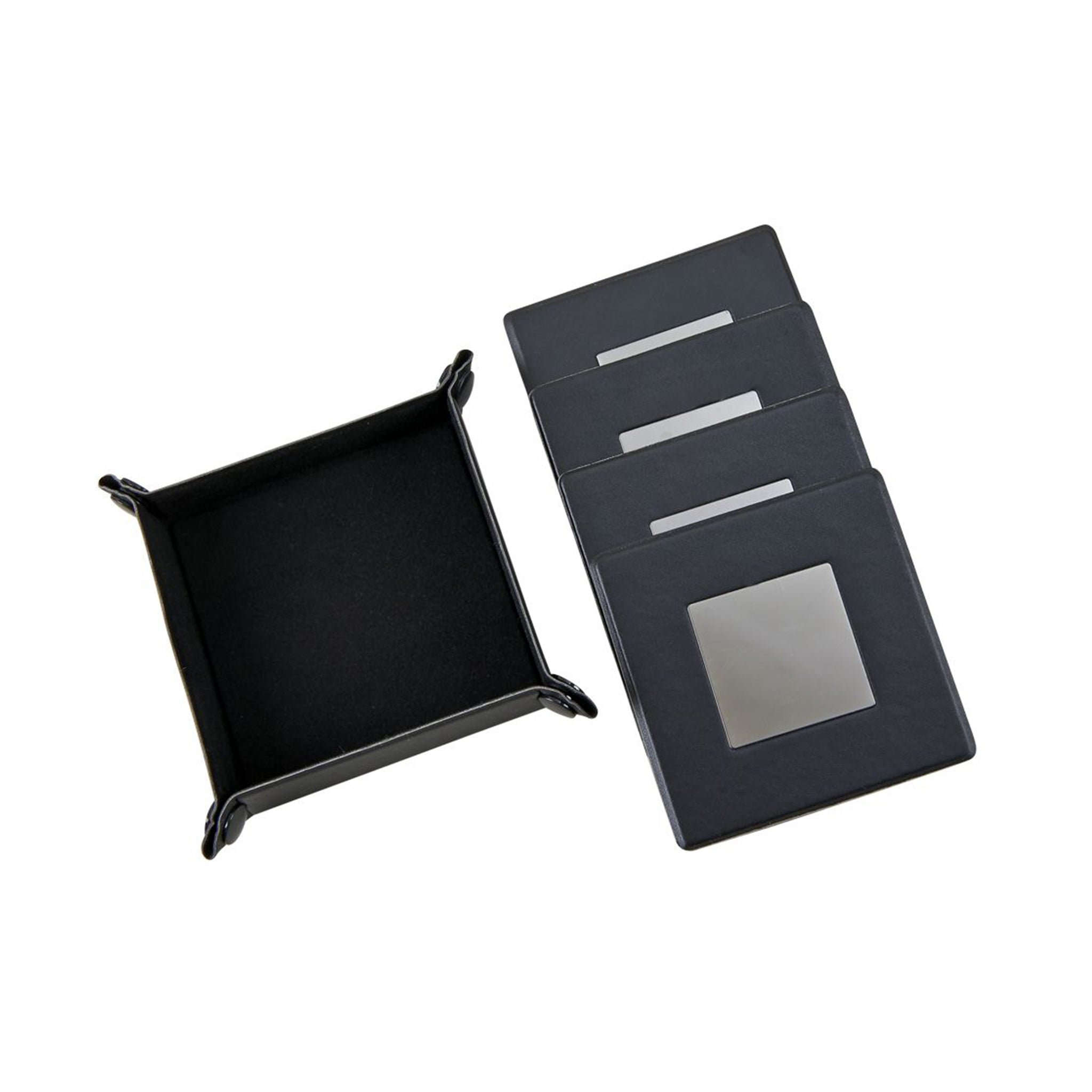Black Leatherette 5 Piece Coaster Set - Hothits