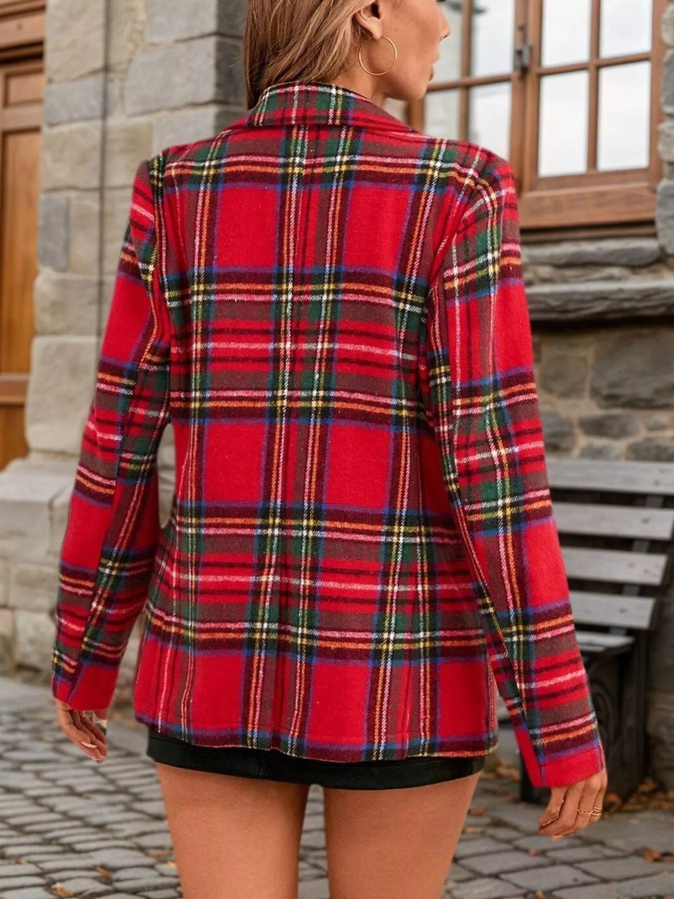 Christmas Plaid Single - Button Blazer - Hot Hits