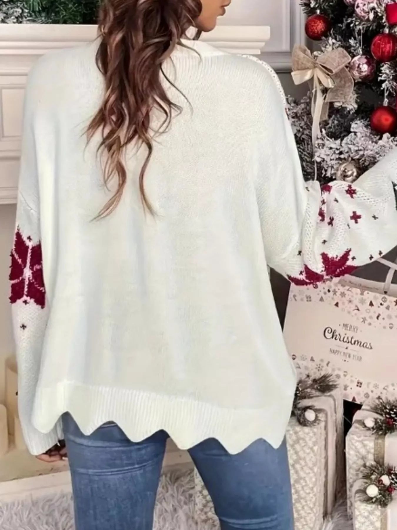 Christmas Tree Pattern Round Neck Sweater - Hot Hits