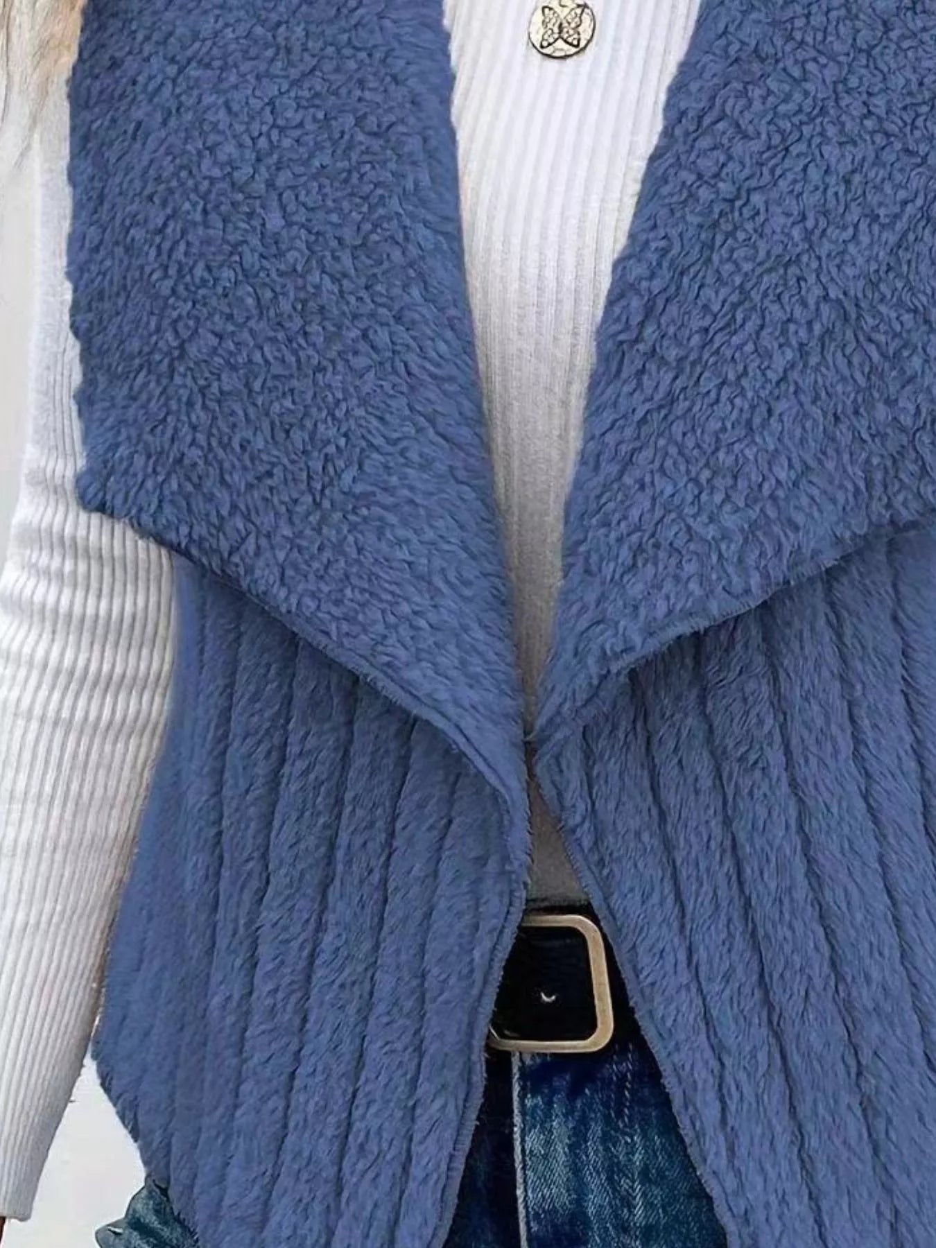 Cozy Fleece Open Front Vest Coat - Hot Hits