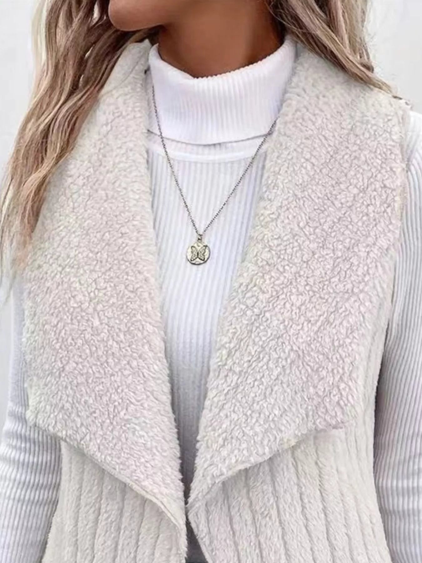 Cozy Fleece Open Front Vest Coat - Hot Hits