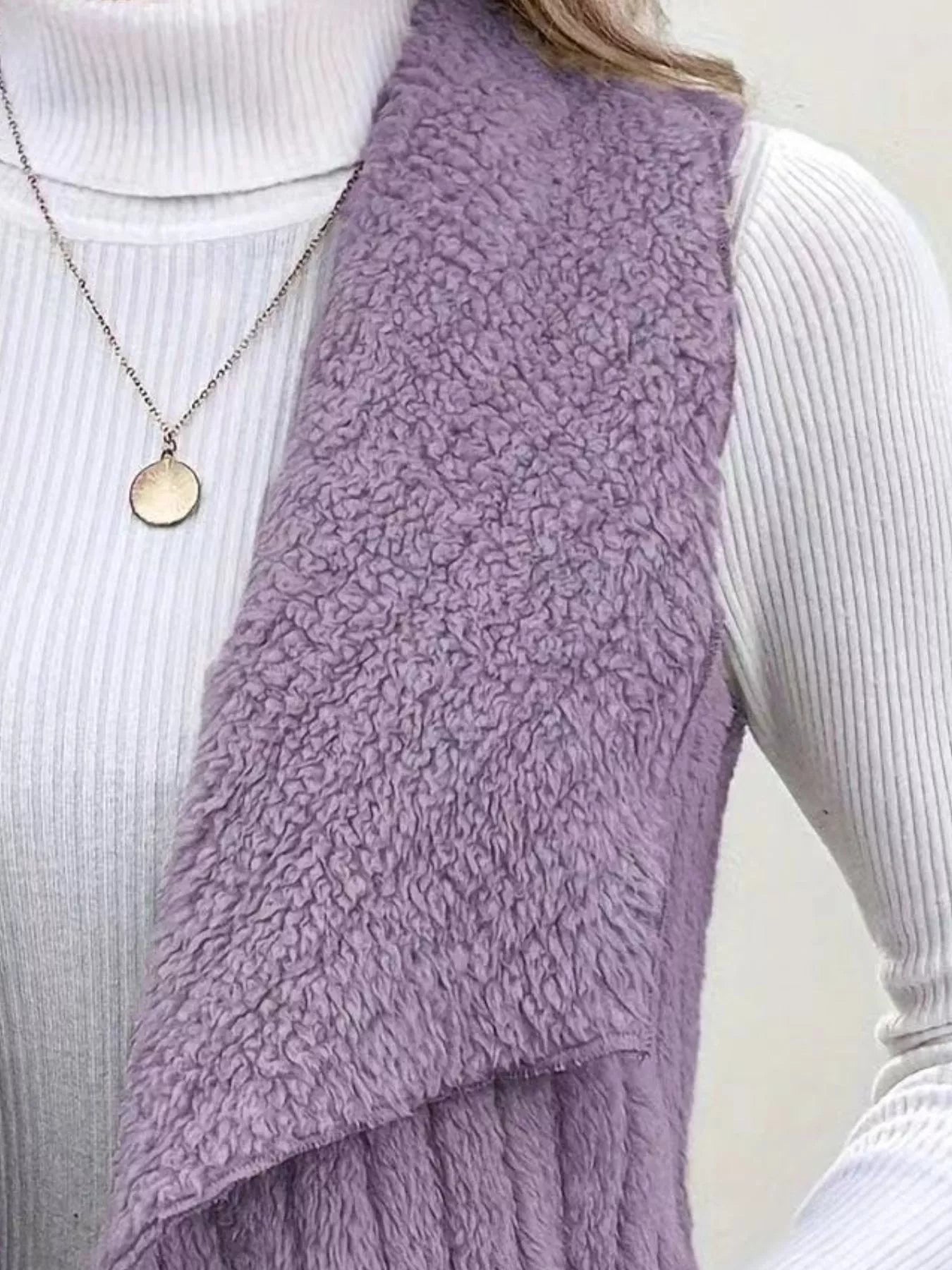 Cozy Fleece Open Front Vest Coat - Hot Hits