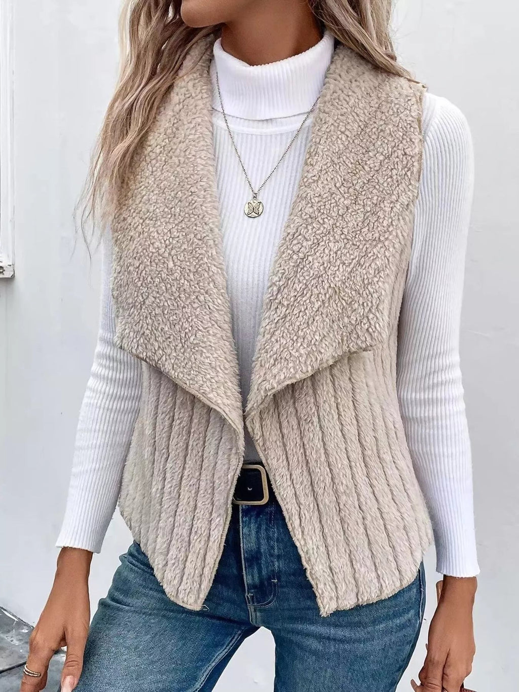 Cozy Fleece Open Front Vest Coat - Hot Hits
