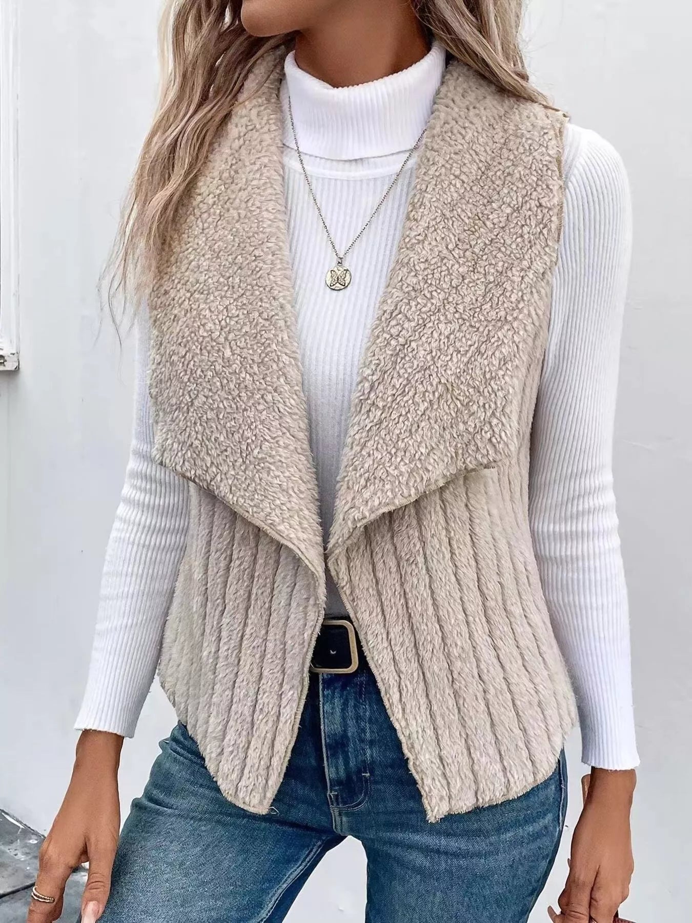 Cozy Fleece Open Front Vest Coat - Hot Hits