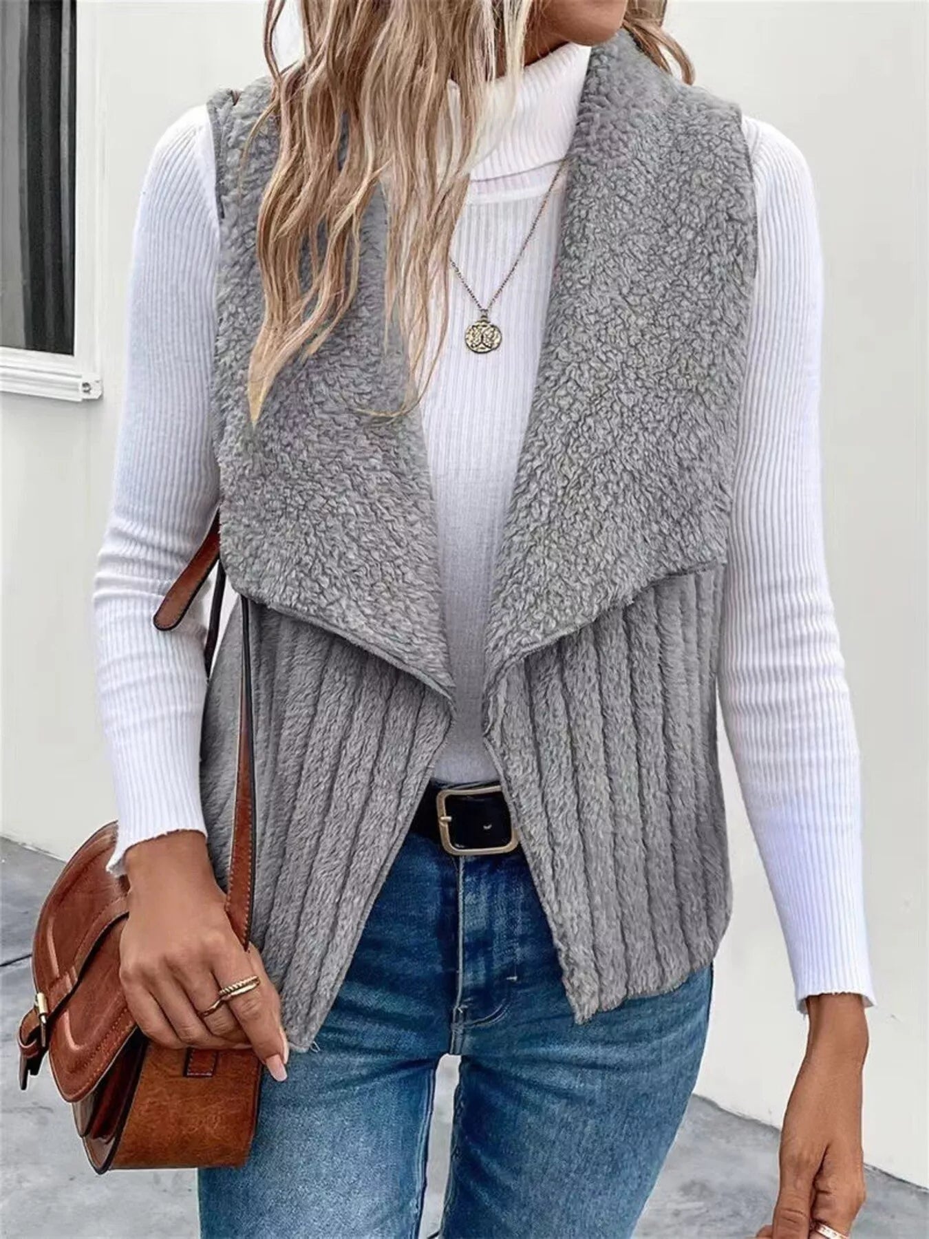 Cozy Fleece Open Front Vest Coat - Hot Hits