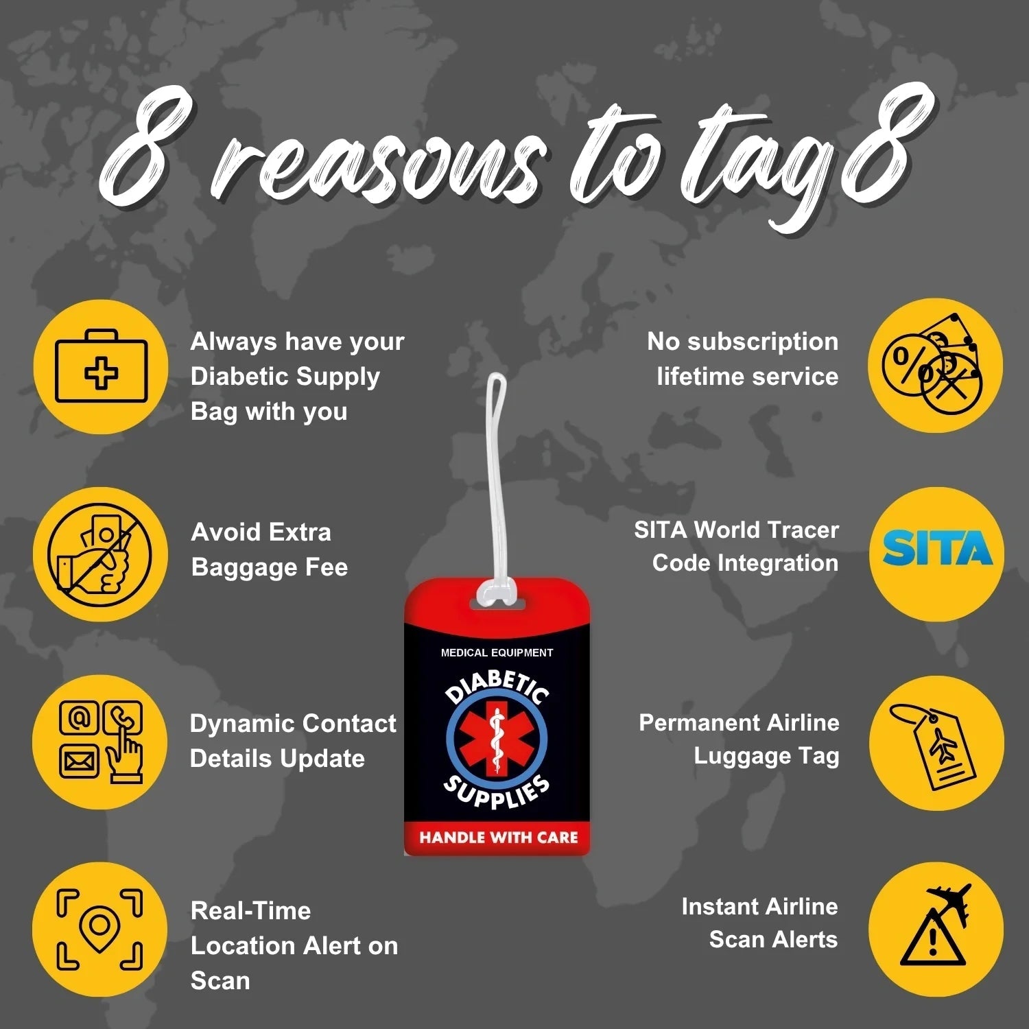 Diabetic Equipment Tag Red Color [Pack 2] - Hothits