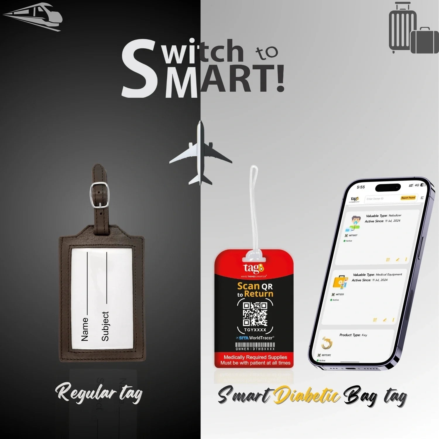 Diabetic Equipment Tag Red Color [Pack 2] - Hothits