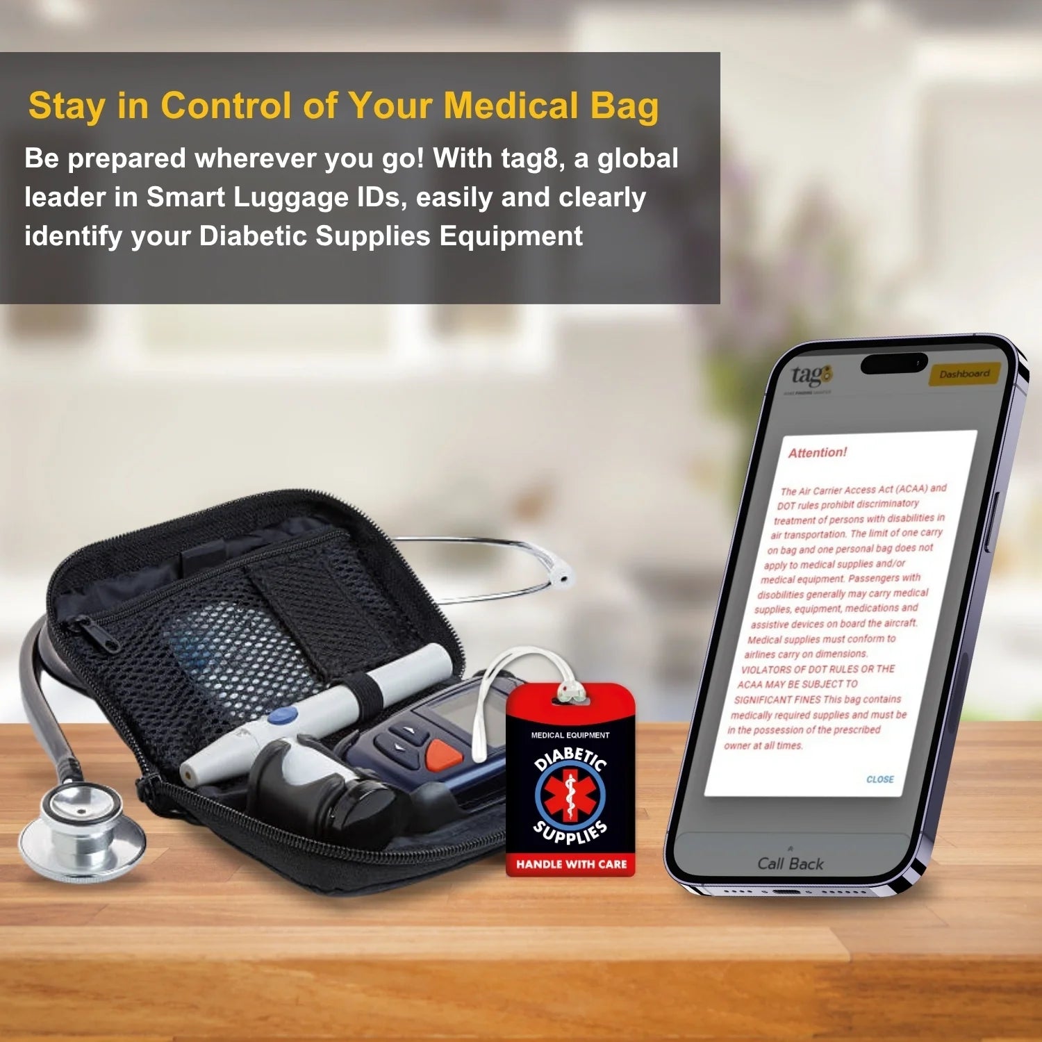 Diabetic Equipment Tag Red Color [Pack 2] - Hothits