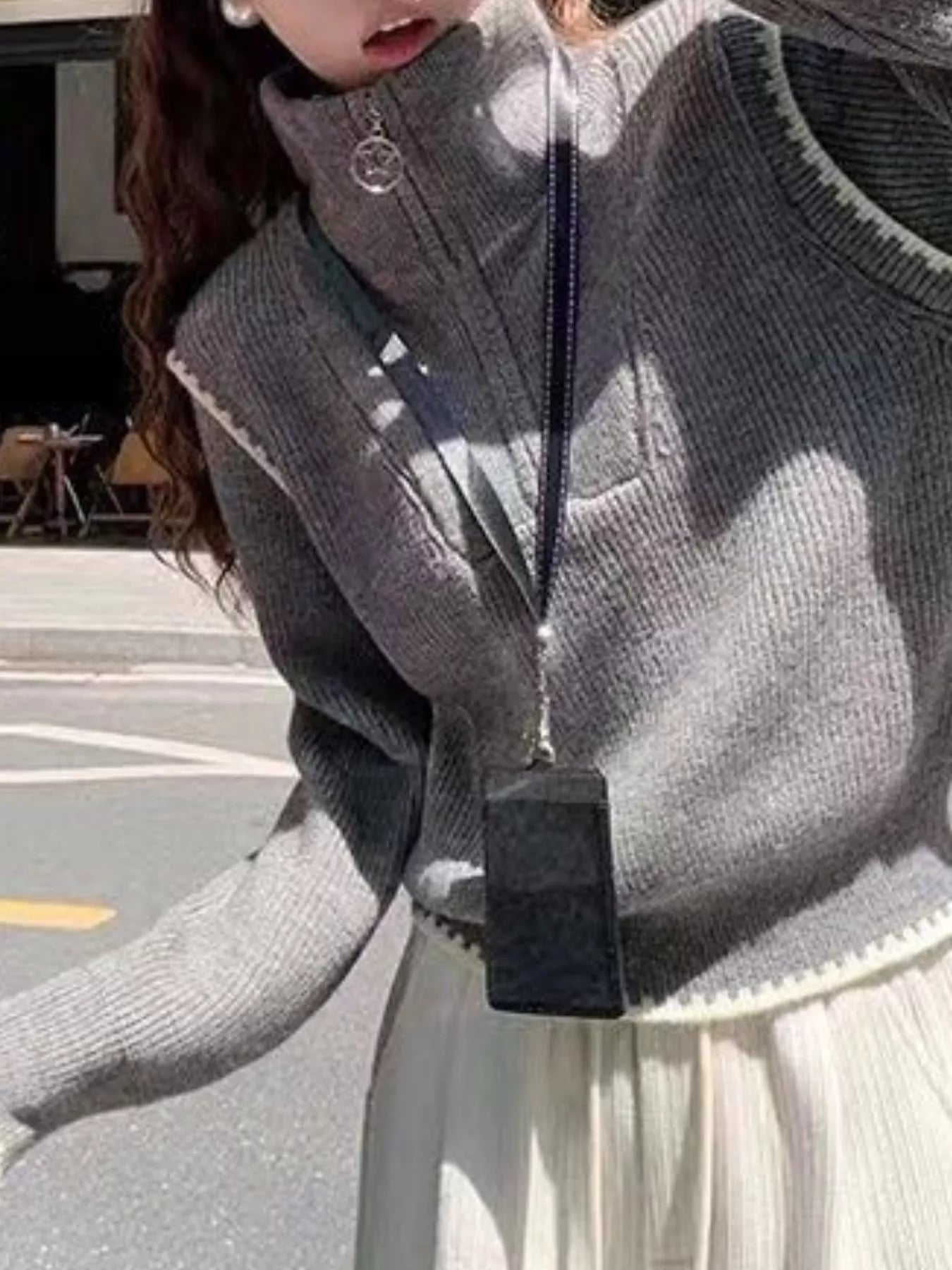 High Neck Half Zip Sweater - Hot Hits