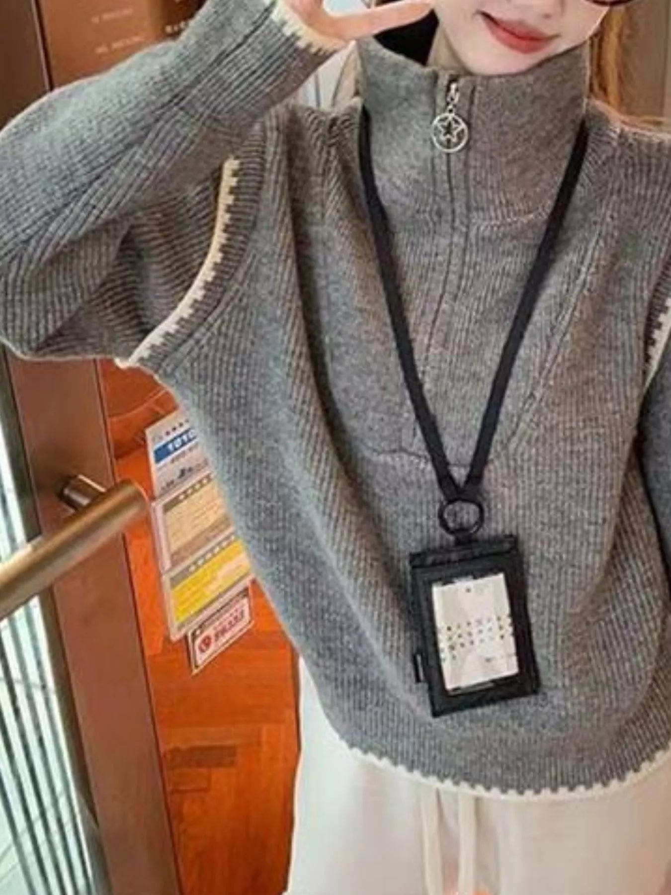 High Neck Half Zip Sweater - Hot Hits