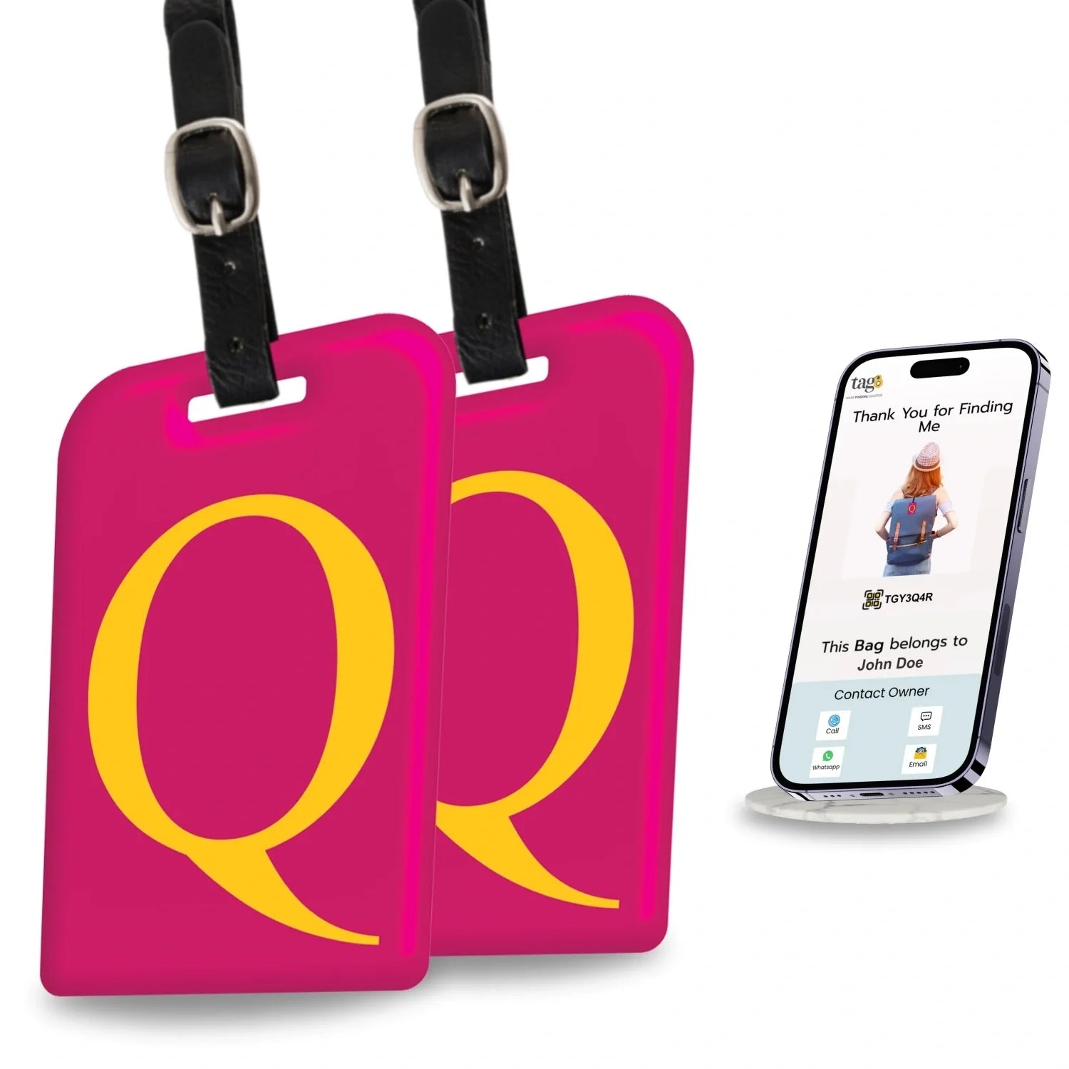Initials Bag tag Q [pack 2] - Hothits