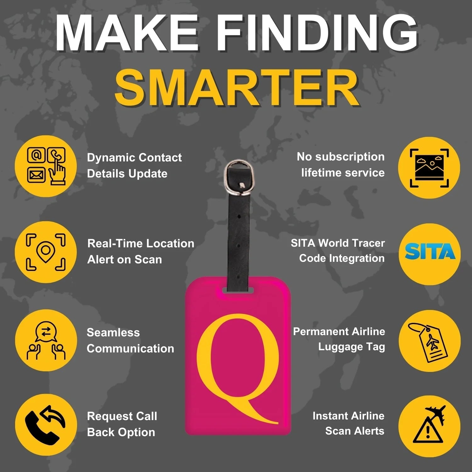 Initials Bag tag Q [pack 2] - Hothits