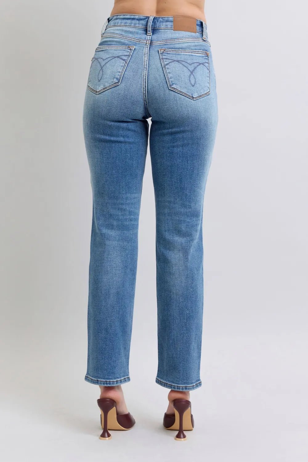 Judy Blue Full Size Run Vintage Wash Thermal Straight Jeans - Hot Hits