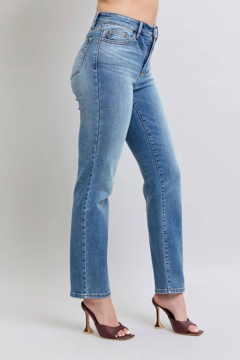 Judy Blue Full Size Run Vintage Wash Thermal Straight Jeans - Hot Hits
