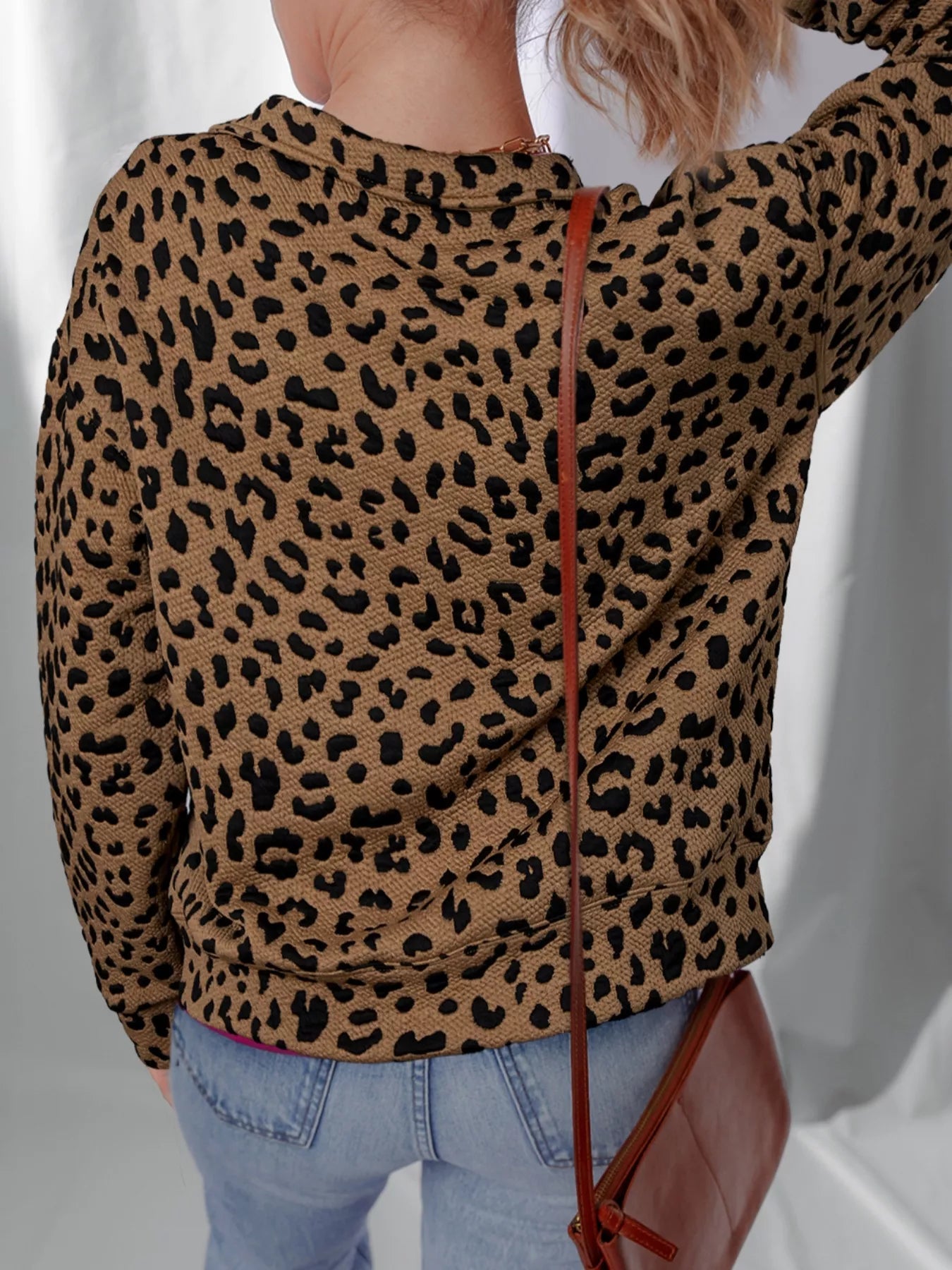 Leopard Print Quarter Zip Sweatshirt - Hot Hits