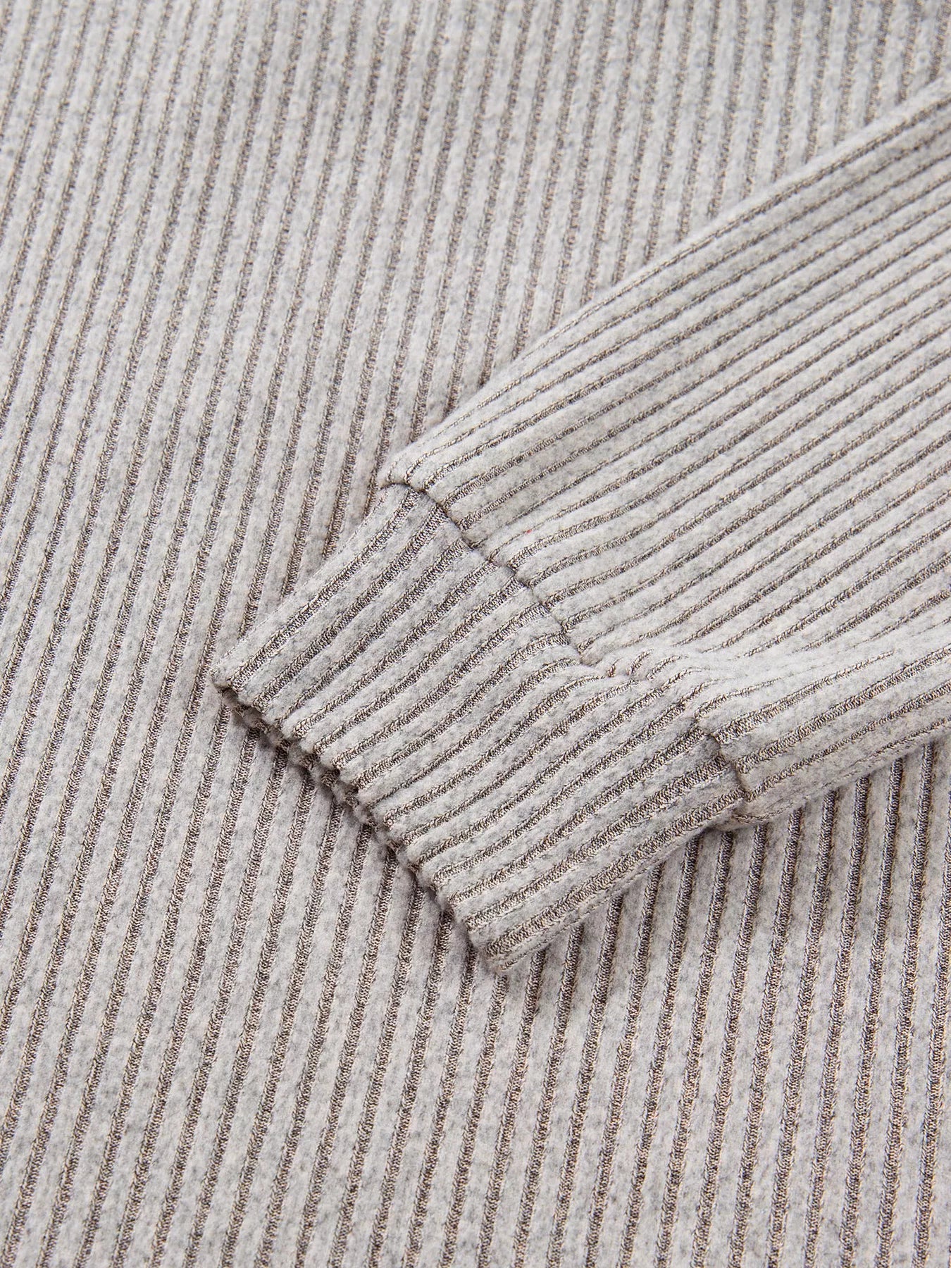 Ribbed V Neck Contrast Ribbon Bow Back Drop Shoulder Long Sleeve Top - Hot Hits