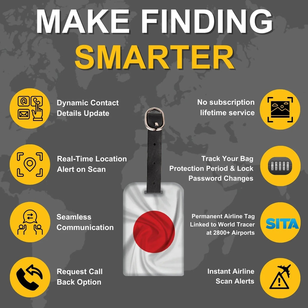 Smart Bag Security Tag - Japan Flag [Pack 2] - Hothits