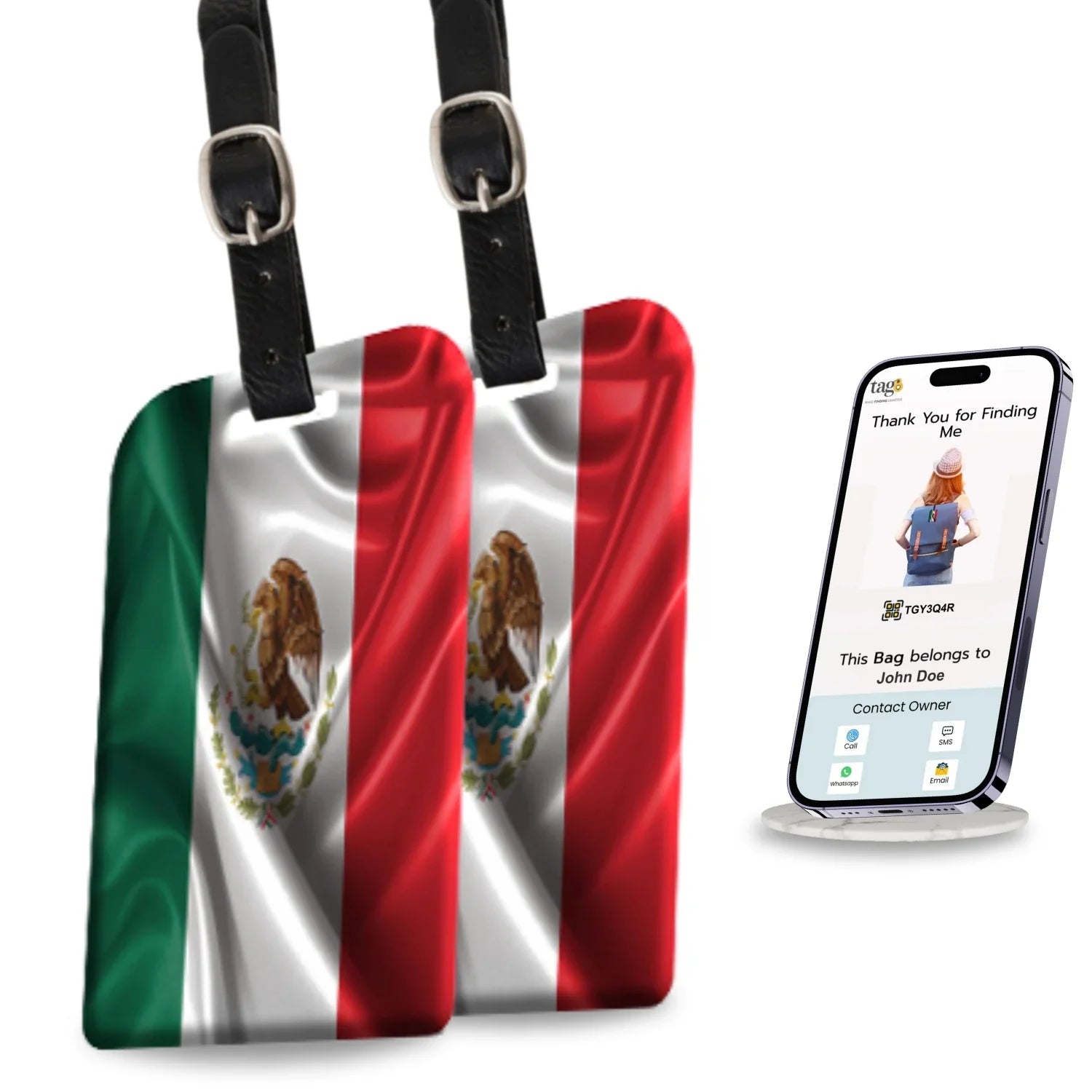 Smart Bag Security Tag - Mexico Flag [Pack 2] - Hothits