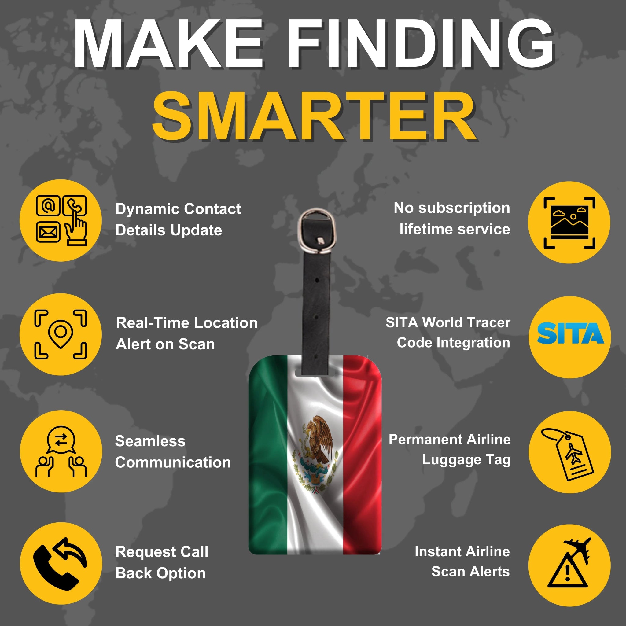 Smart Bag Security Tag - Mexico Flag [Pack 2] - Hothits