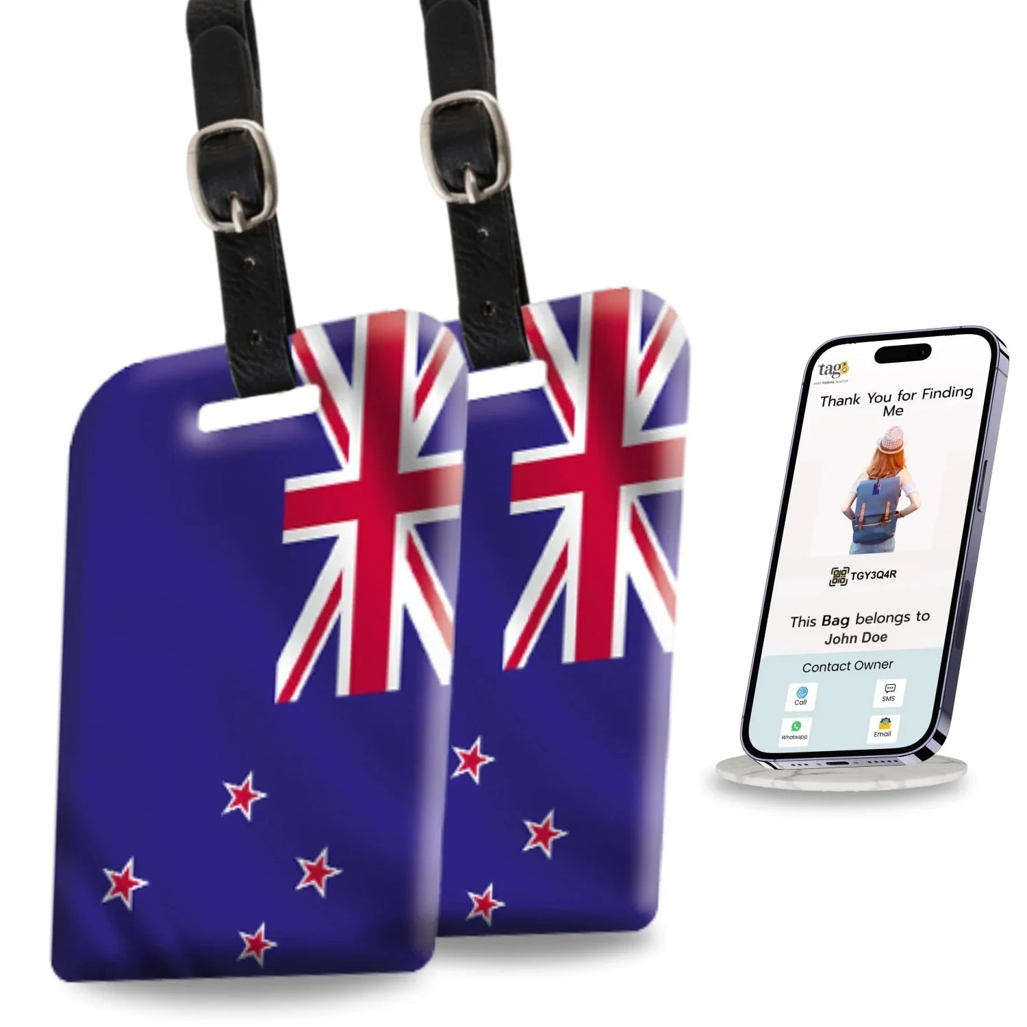 Smart Bag Security Tag - New Zealand Flag [Pack 2] - Hothits