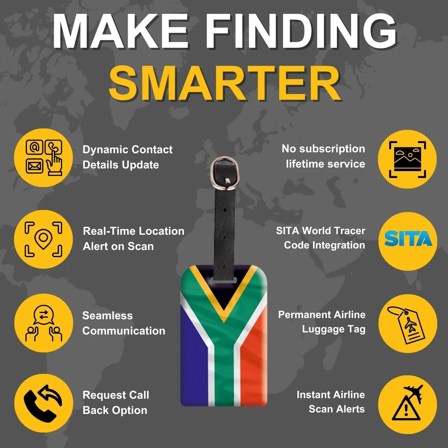 Smart Bag Security Tag - SouthAfrica Flag [Pack 2] - Hothits