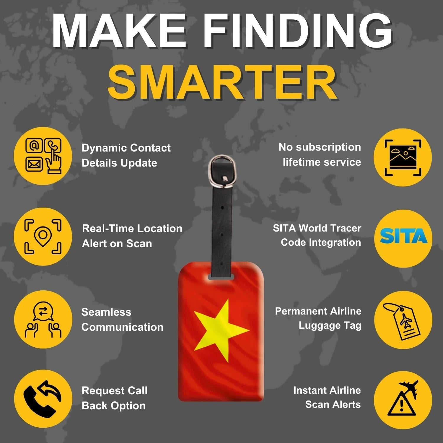 Smart Bag Security Tag - Vietnam Flag [Pack 2] - Hothits